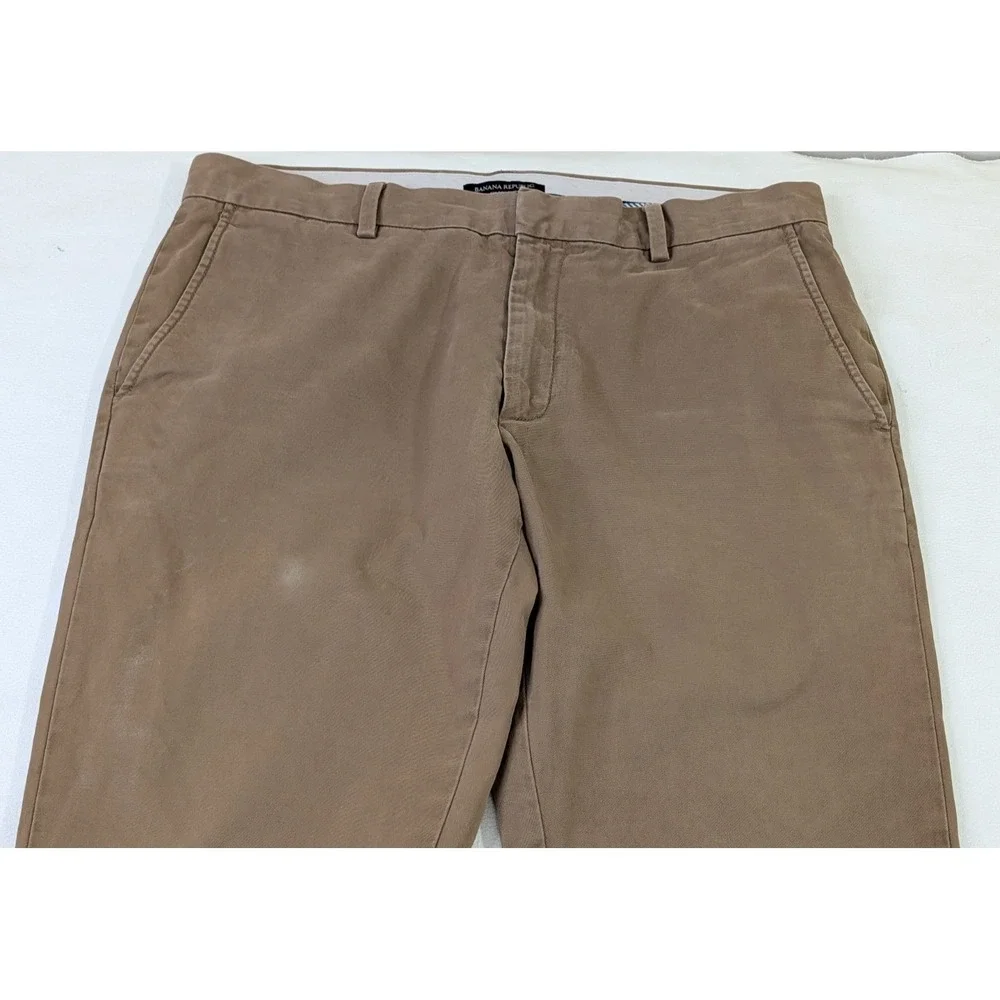 Banana Republic Fulton Chino Pants Mens 34x36 Khaki Straight Slim Office‎ Casual